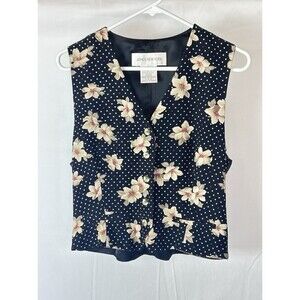 Jones New York Womens Size 10 Rayon Floral Polka dot Vest